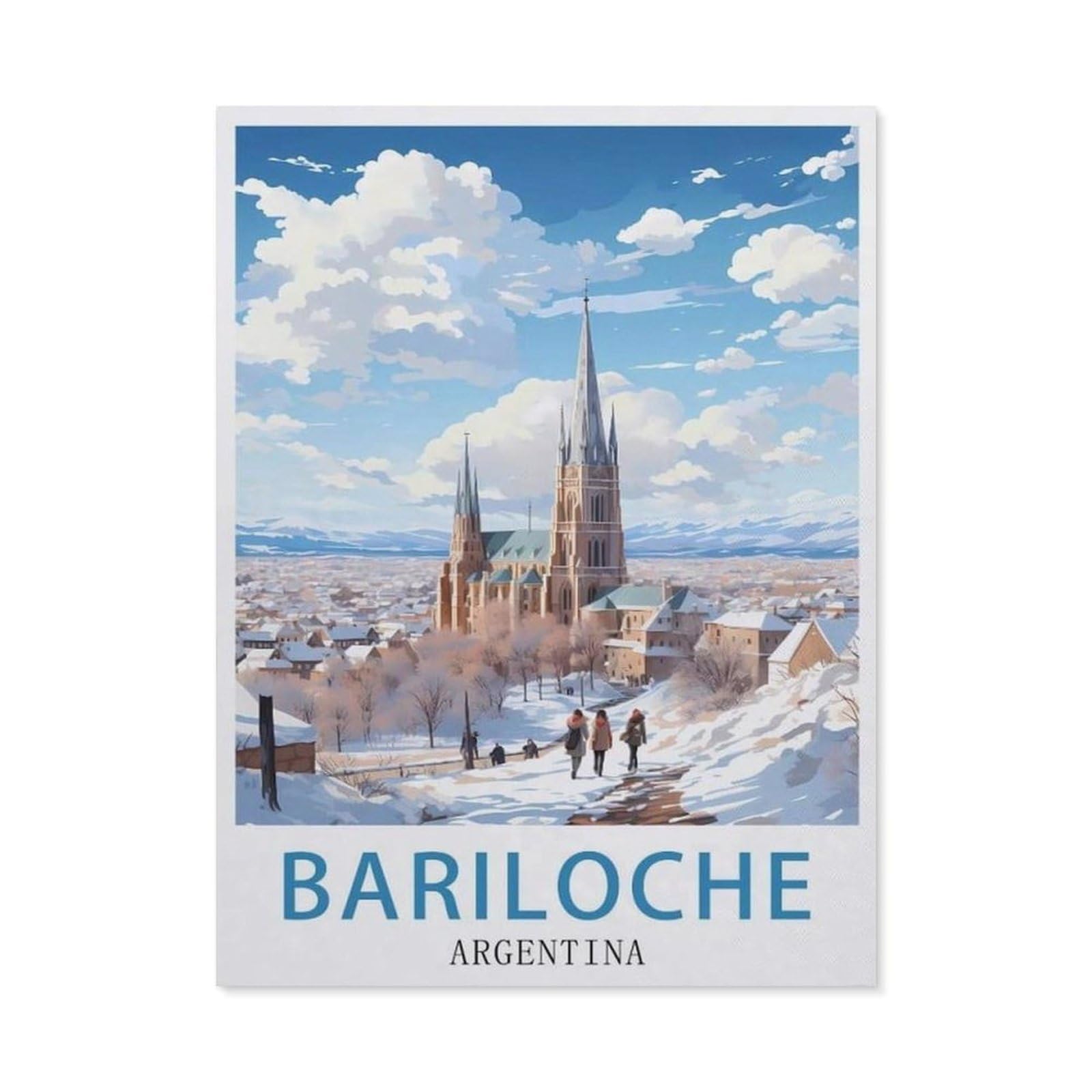 Jigsaw Puzzle 1000 Pieces for Adults，Bariloche Argentina vintage travel poster，Kids Teens Large Families Puzzle Game（38x26cm）-BA54