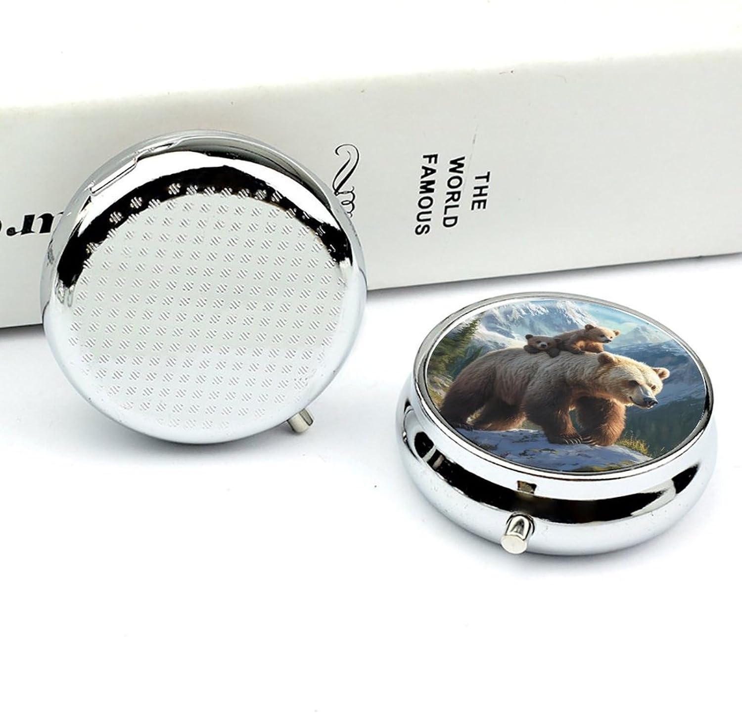 Bear Mama Wild Anima Pill Box Portable Pill Case Travel Pill Organizer for Purse Pocket image 5
