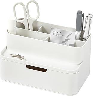 BLUE GINKGO Compact Desk Organizer – Small 5-Compartment, Half Drawer St...