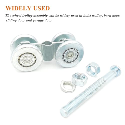 Miniatura 7 de 2 unids ruedas de rodillos de pista Heavy Duty Trolley Asamblea Rodillos silenciosos Rueda Estable Carro de rodillos soldados usado para granero