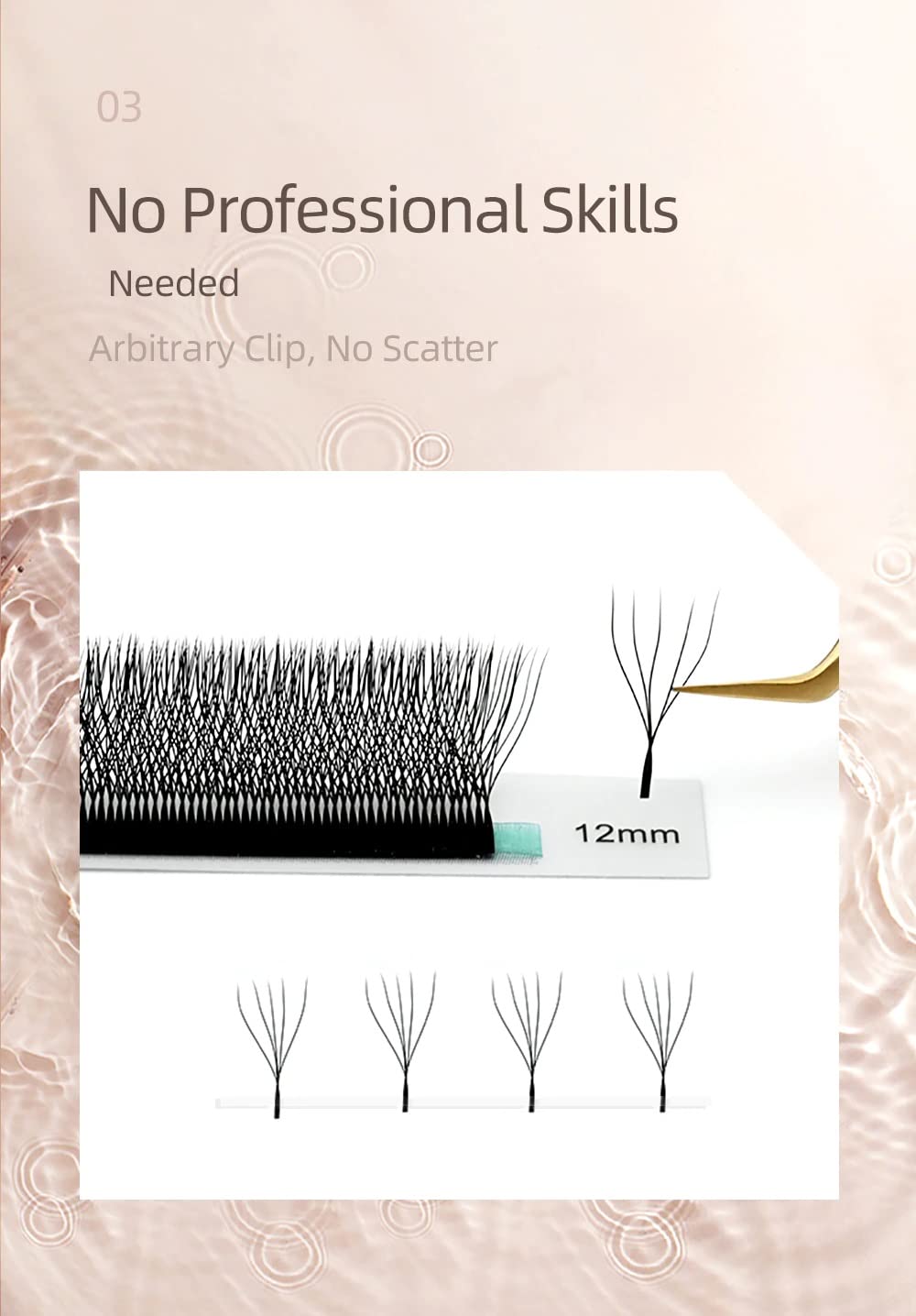 NAGARAKU 5D W Eyelash Extension 0.07mm 5D Volume Matte Black Premade Cluster Fans pre Fanned yy Eye Lashes (8mm, 0.07 D) 3