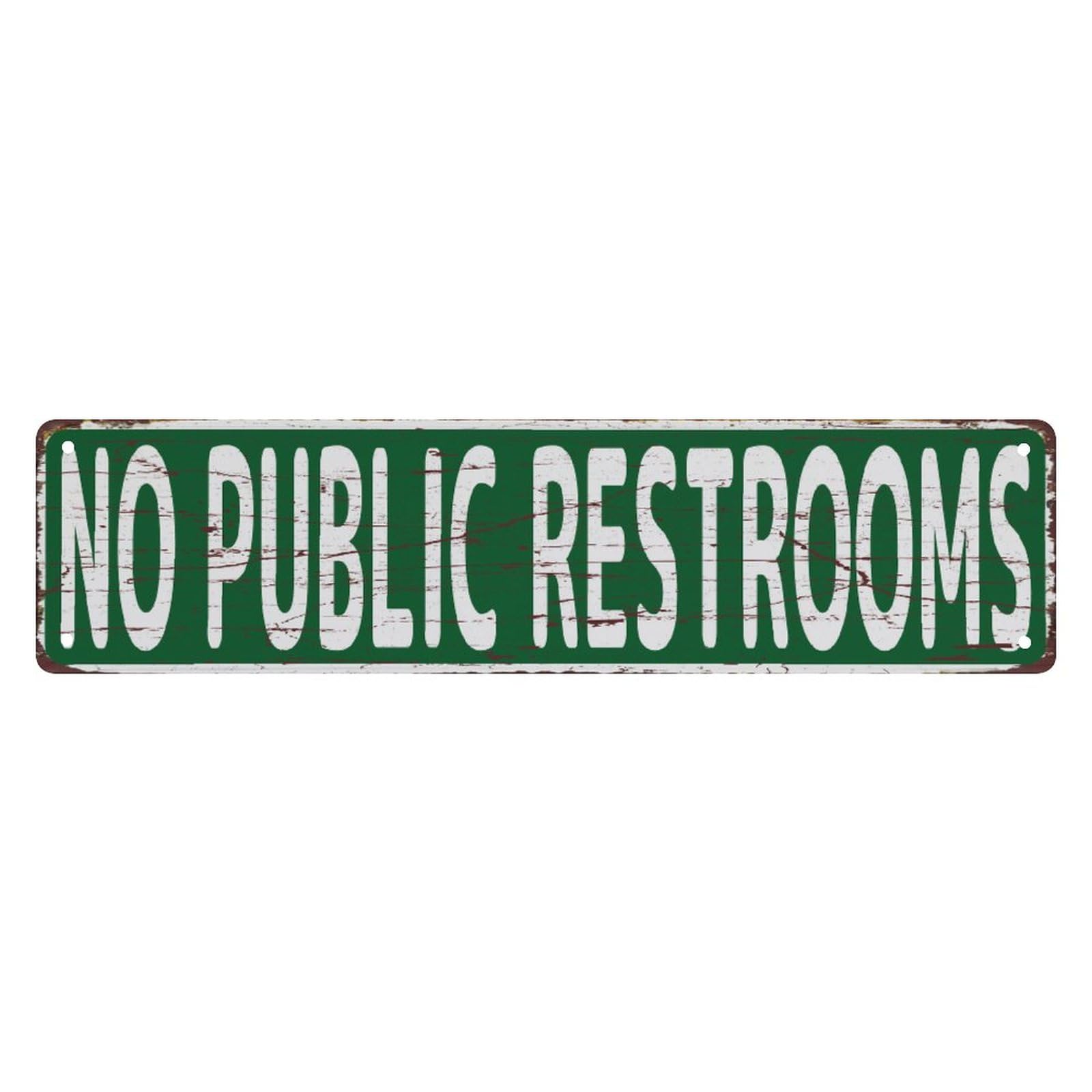 peiyeety Vintage Metal Tin Sign Decorative Wall Art No Public Restrooms Themed Sign, Rustic Style, Durable Waterproof Rustproof, For Business, Store, Entryway, Easy To Mount, 4x16 Inch