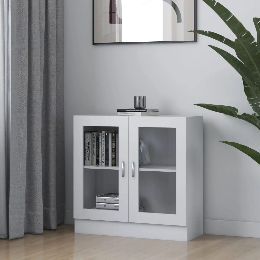 Bücherregale mit 2 Glastüren, Bücherschrank Display Lagerregal Lagerregal Aktenschrank für Wohnzimmer Schlafzimmer Büro - Weiß - 80cm H