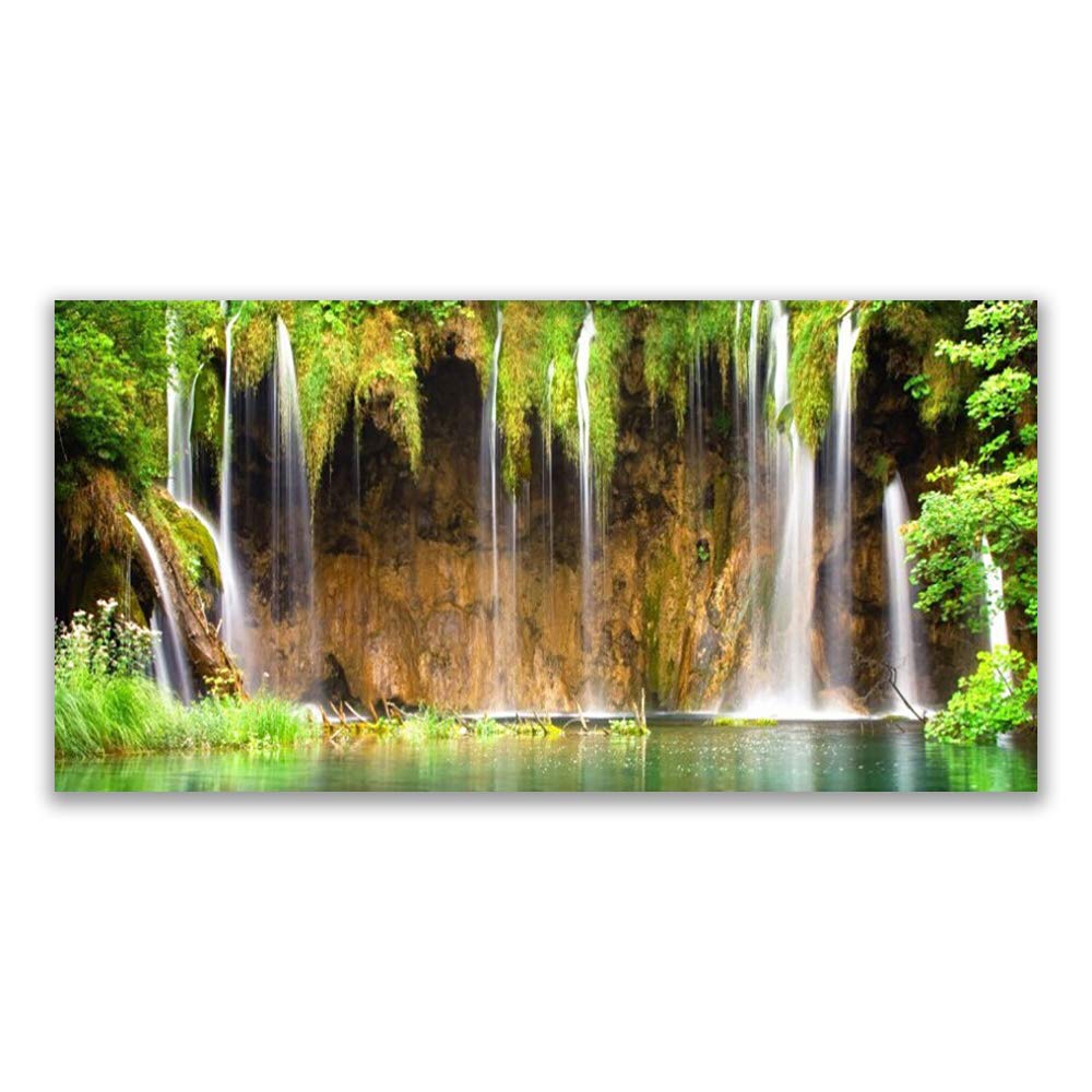 Tableau sur Verre Trempé 140x70cm Nature Cascade Décoration Murale Salon