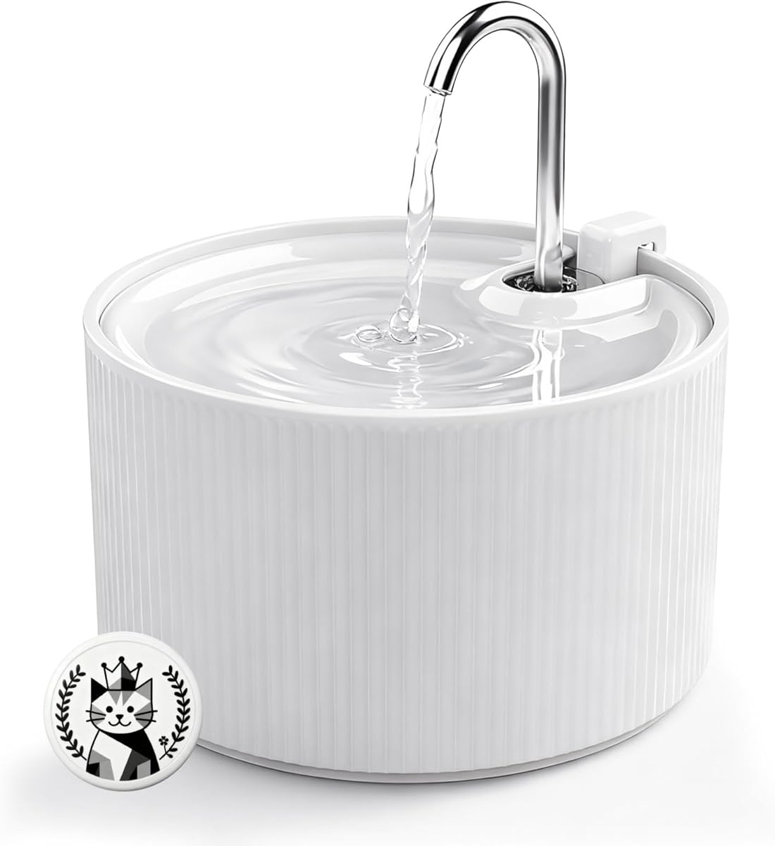 Ceramic Cat Water Fountain, 2.2L/74oz Cat Fountains for Drinking Indoor, Pet Water Fountain with Ultra-Quiet Pump