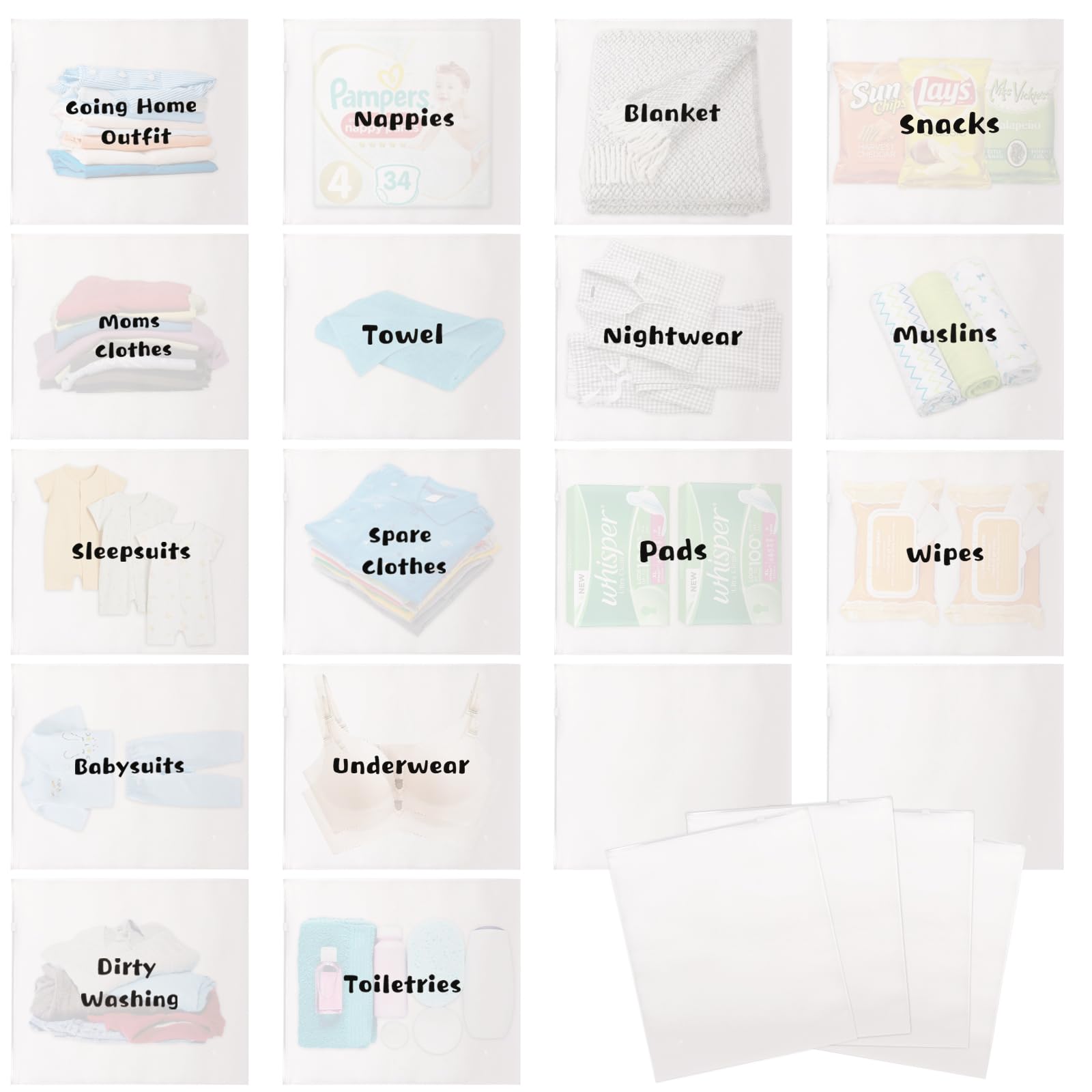 Lemicin Hospital Bag Maternity Essentials - 22 Pcs Hospital Bag Organiser Pouches for Mum to Be and Baby Newborn 30 x 35cm