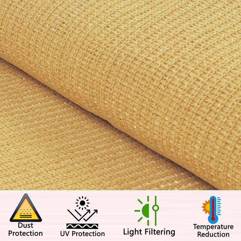 Image of MetDeals HDPE Knitted Balcony Sun Shade Sail Canopy Cover for Outdoor, Garden & Terrace|UV & Sun Protection with Rustproof Eyelet & Cable Tie for Easy Installation(Beige, 9.5x12 Ft)(Pc 1)