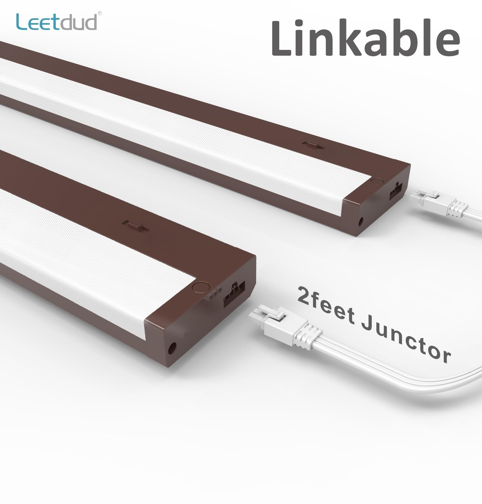 Leetdud - LED Unterschrankbeleuchtung 16" 8W steckbar 5 Farbtemperaturen 2700K/3000K/3500K/4000K/5000K, ETL-geprüft, dimmbar, verdrahtet oder steckbar für