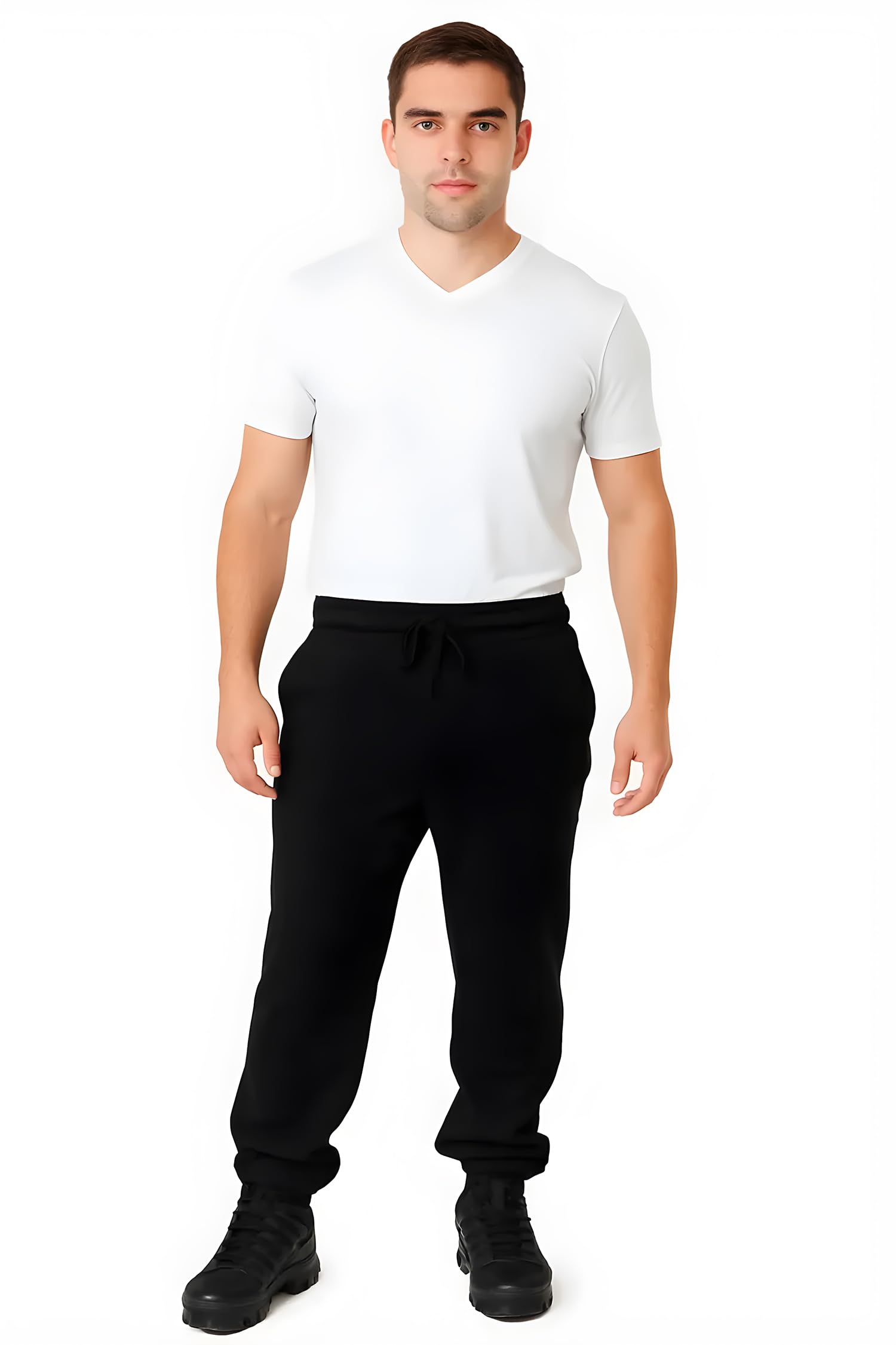 Men's Cuffed Trouser Jogging Pants Tracksuit Bottoms, Casual Joggers for Men UK with Elasticated Cuffs Classic Jog Pants Zip Pockets Size UK S-5XL