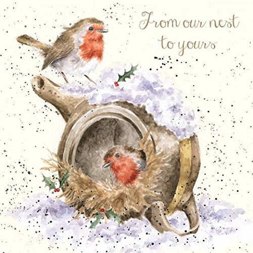 Wrendale Designs by Hannah Dale - From Our Nest To Yours - Gold Foiled Christmas Card - Single