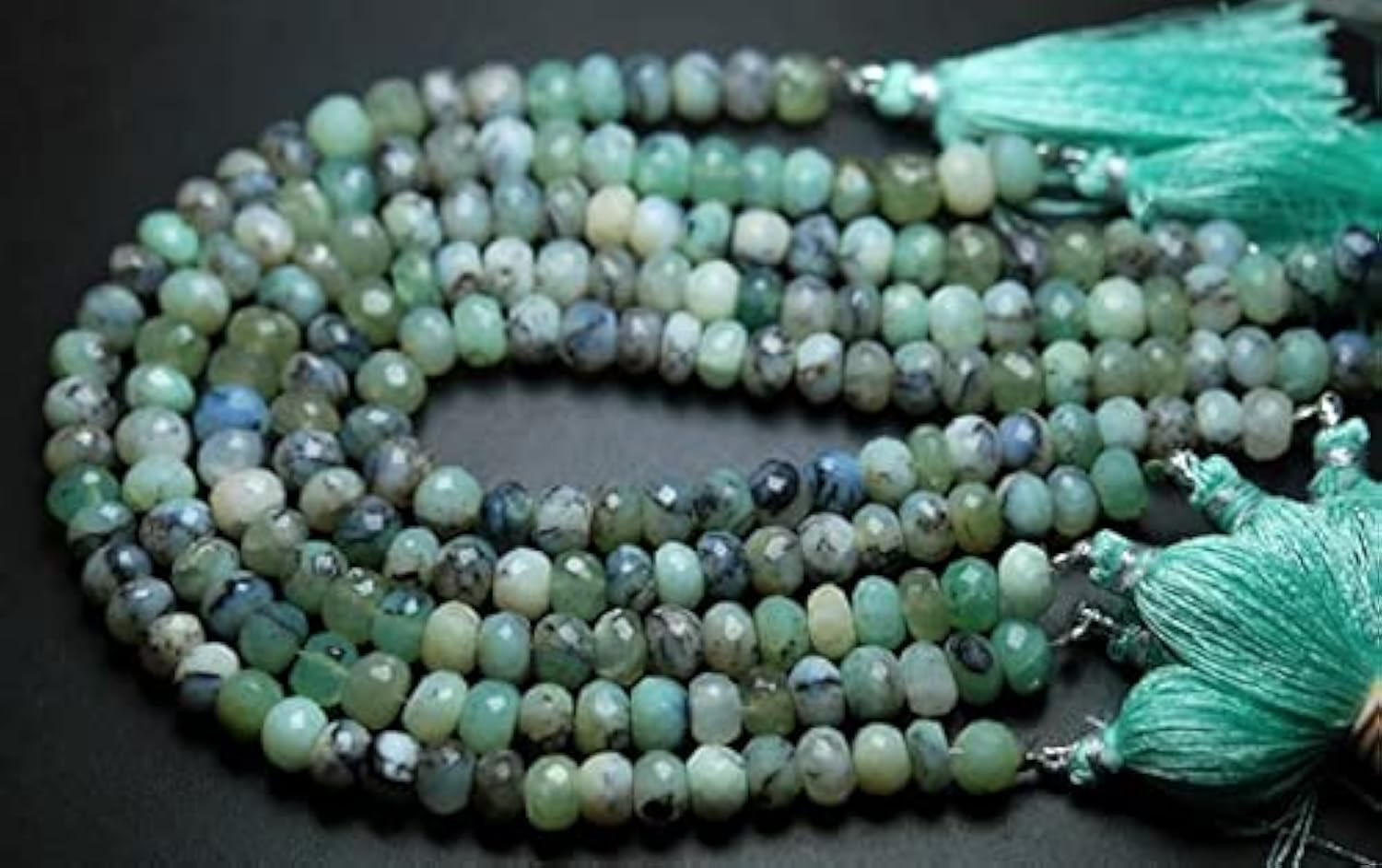 Opale bleue verte naturelle du Pérou perles rondelles facettées 7mm pour bijoux de luxe