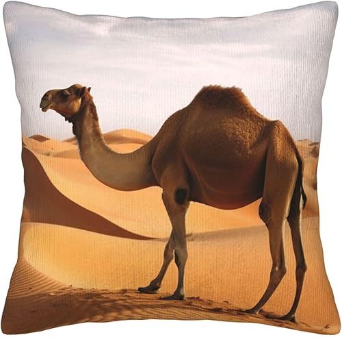 Kururi Desert Sand Camel Print Throw Pillow Covers Soft Corduroy Pillow Cushion Covers Pillowcase for Sofa Living Room Decoration Home 18"X18"