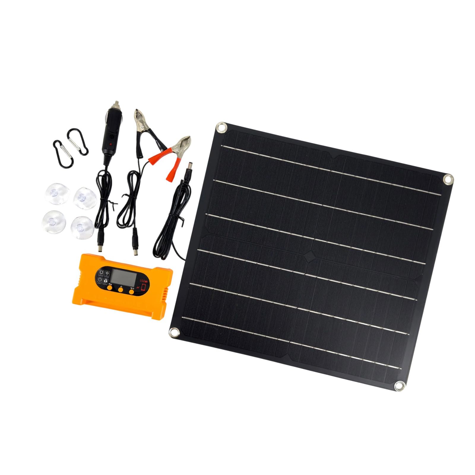 Kit de panel solar monocristalino de 25 W, 18 V, batería sin restricciones, panel solar de accionamiento directo con controlador de emergencias, energía portátil para emergencias al aire libre