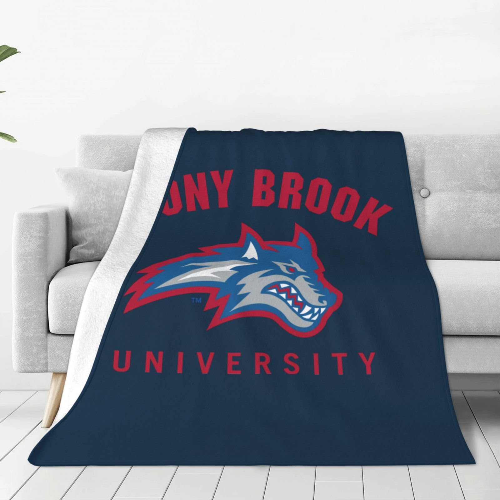 Stony Brook University Blanket Large Luxury Fleece Soft Anti-Static Anti-Pilling Flannel Bed Blanket, Black