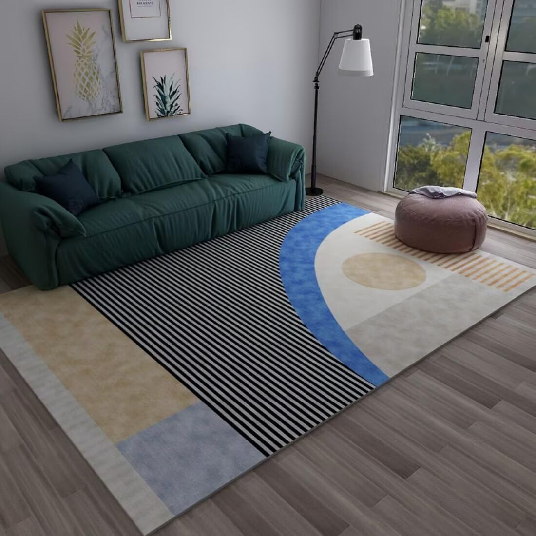 Tapis Priere Pliable Ligne Multicolore Design géométrique décoration d'intérieur Lavable 140X270CM