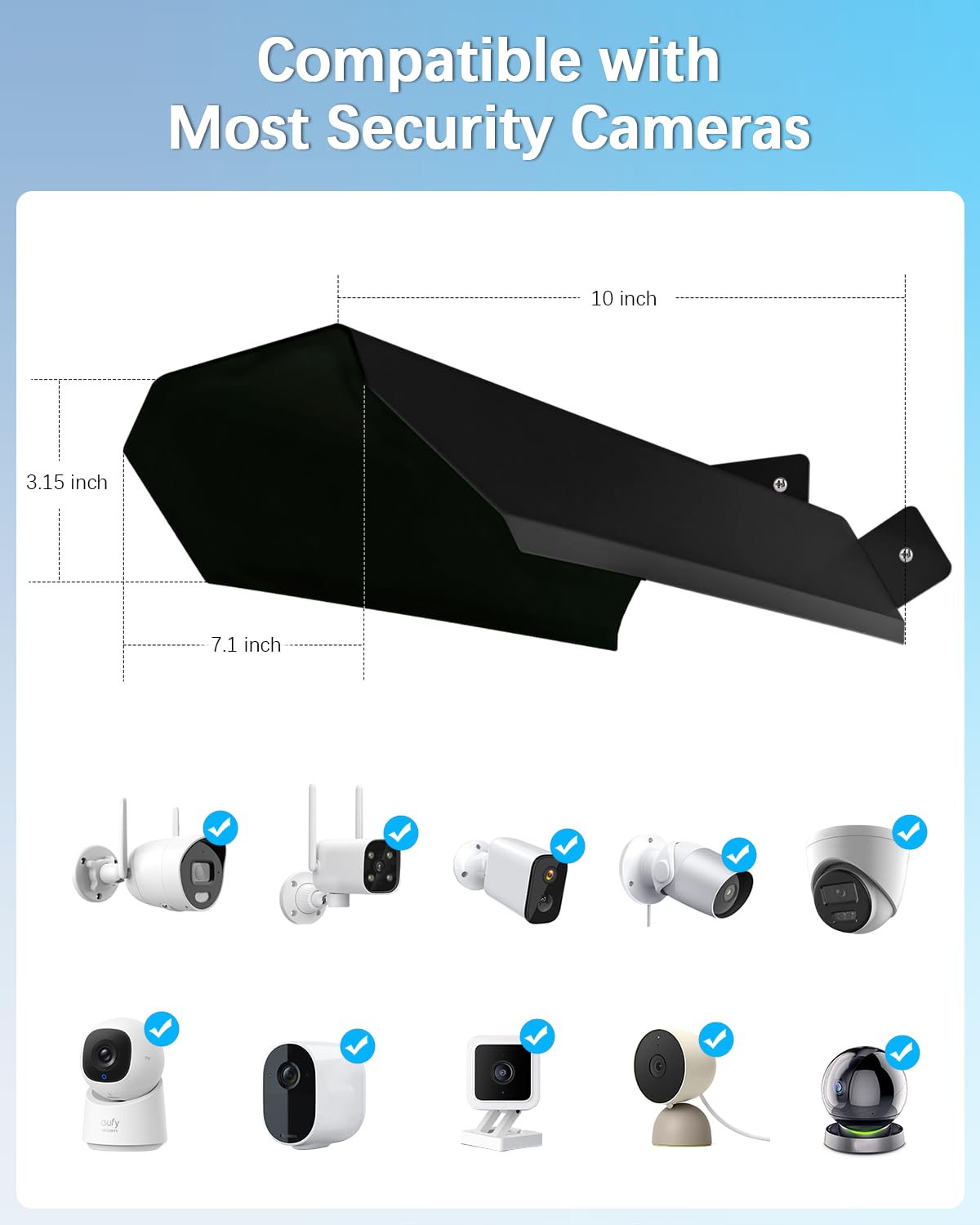 Cubierta universal para cámara de seguridad solar y lluvia, cubierta protectora impermeable para exteriores, para cámaras tipo bala, aluminio negro