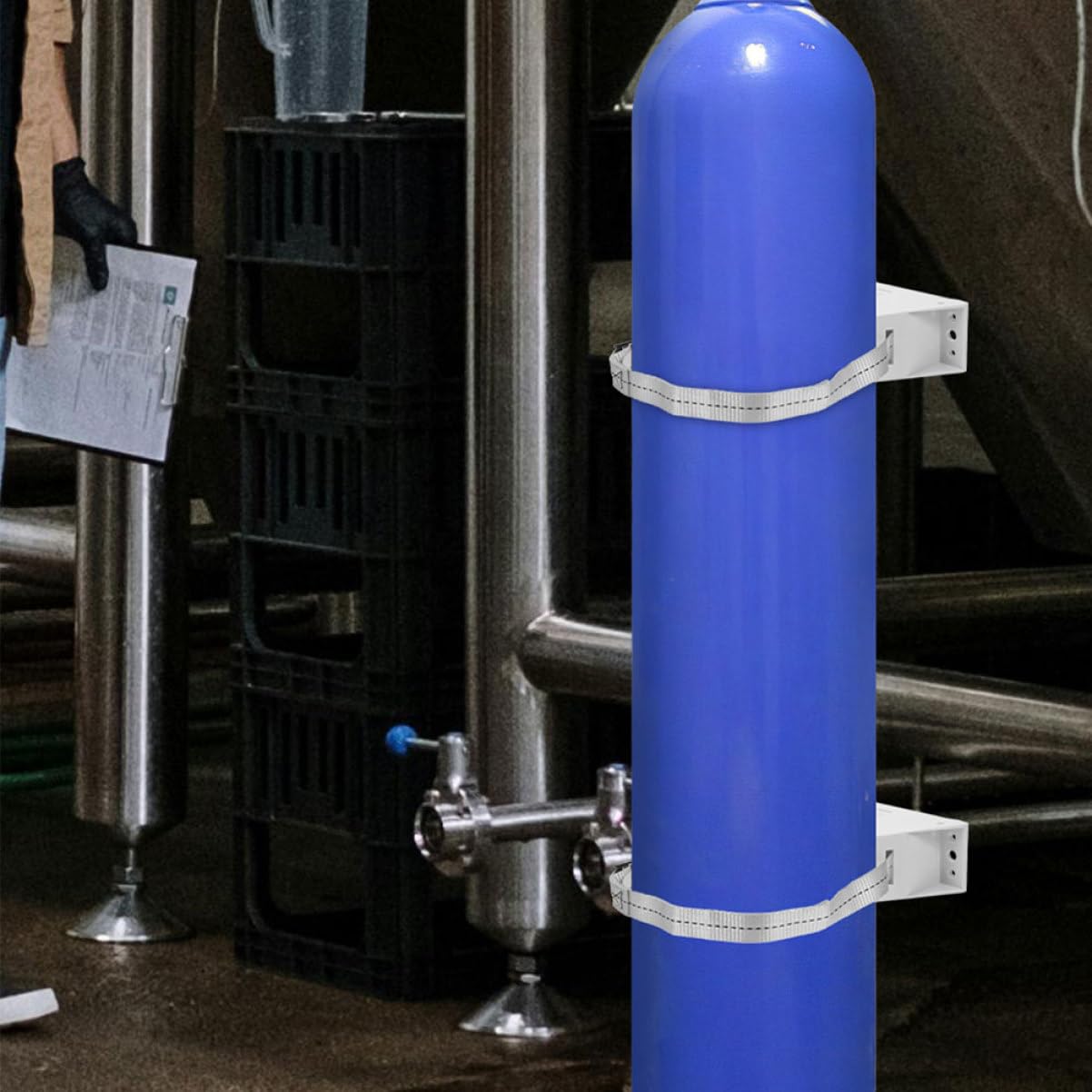 SOLUSTRE Wandhalterung für Gasflaschen 40 L Kunststoff und Eisen mit Sicherheitskette Sicherer Halt für Propangasflasche und Gaszylinder