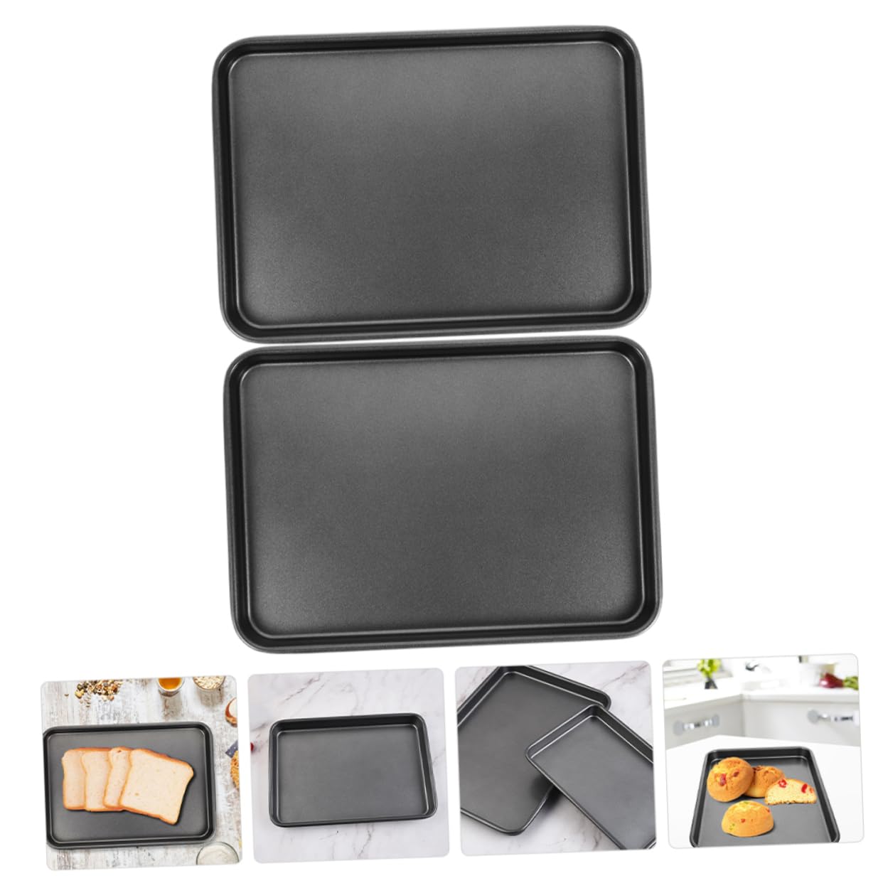 Set di 2 Teglie da Forno Rettangolari Antiaderenti Nere