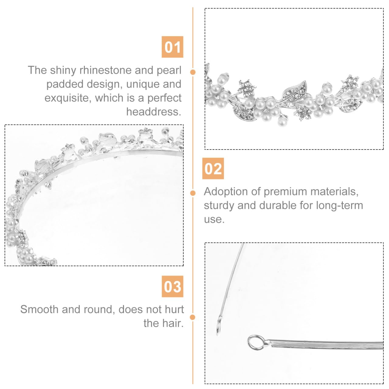 Brautschmuck Hochzeit Diadem Strass Perle Haarband Stirnband 1st (Silber)