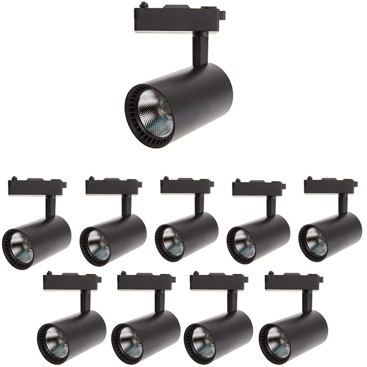 JANDEI - Reflektor sufitowy Led Track 30 W, zimna biel 6000 K, 2200 lumenów, 220 V 50-60 Hz jednofazowa, garderoba aluminiowa, gablota, sklep, biuro (czarny) (opakowanie x10)