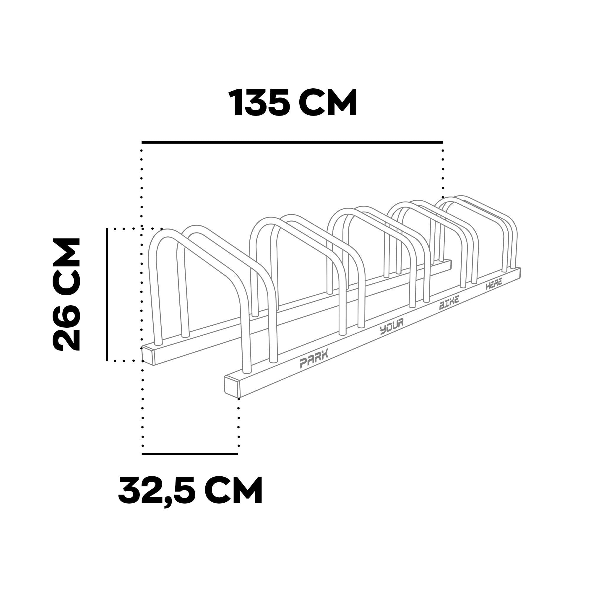 BOUDECH Rastrelliera Cavalletto Fermabici Modulare 5 in 1 in Acciaio Antiruggine con meccanismo di fissaggio al suolo ideale per parcheggiare fino a 5 biciclette in parco, strade private o garage.
