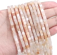 Vista 3 de Cuentas espaciadoras de cubo de aventurina rosa natural, cuentas de piedra cuadradas sueltas de 0.157 in para hacer joyas, 15.0 in/hebra