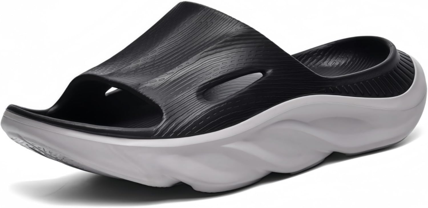 AnyuTech Recovery Slides for Men and Women - Orthopedic Sandals with Arch Support & Thick Cushion, Plantar Fasciitis Slippers, Lightweight Non-Slip Slides for Post-Workout Recovery