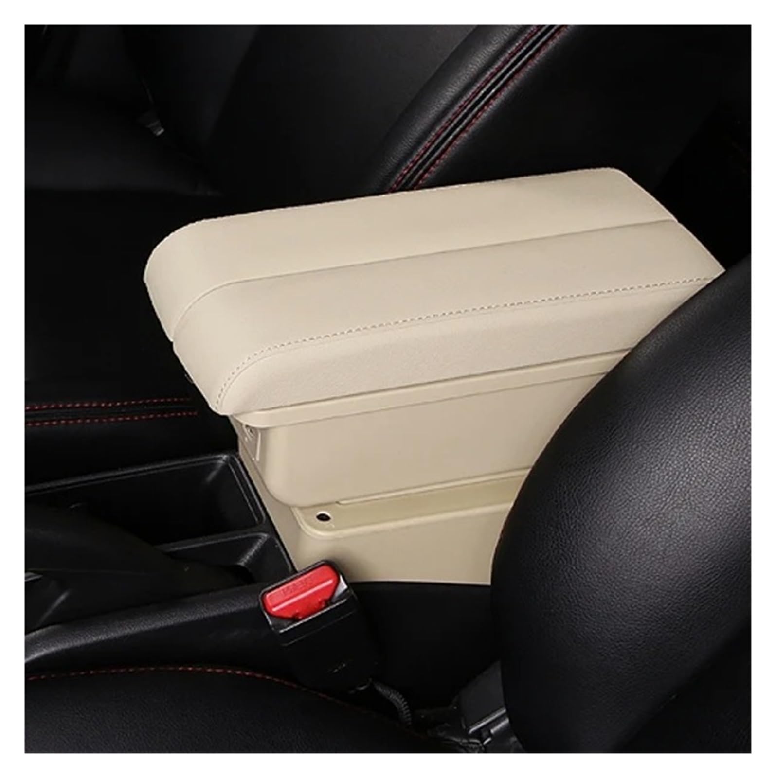 AWGNTQQ Car Armrests For Caddy 5 2024 Central Content Store Case Console Storage Elbow Support Rest Box(B-Beige)