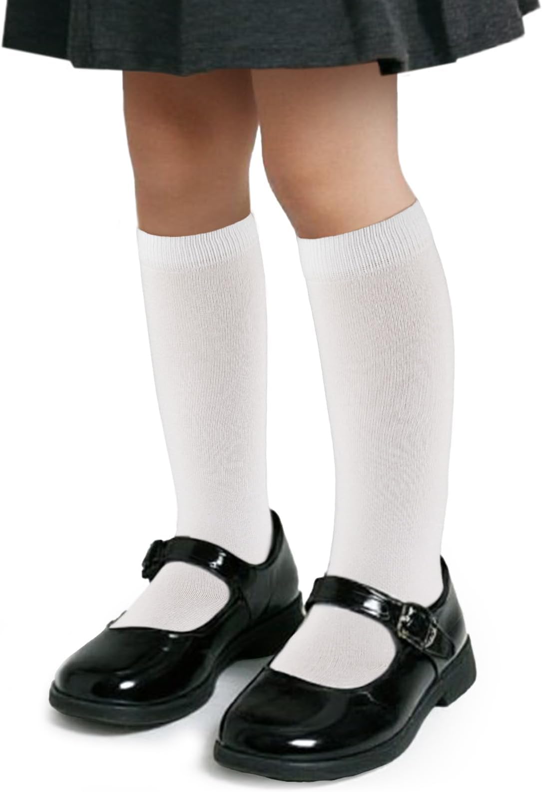 COTTON DAY 3 Pack Kids Girls Soft Knee High School Uniform Dress Socks Seamless Toe Black White Navy Blue Gray