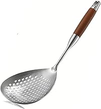 AADIVY Large Skimmer Slotted Spoon – 304 Stainless Steel Skimmer Spoon with Wooden Handle – Deep Fryer Scoop Heat Resistant Ladle for Frying, Cooking & Draining – Kitchen Strainer Tool