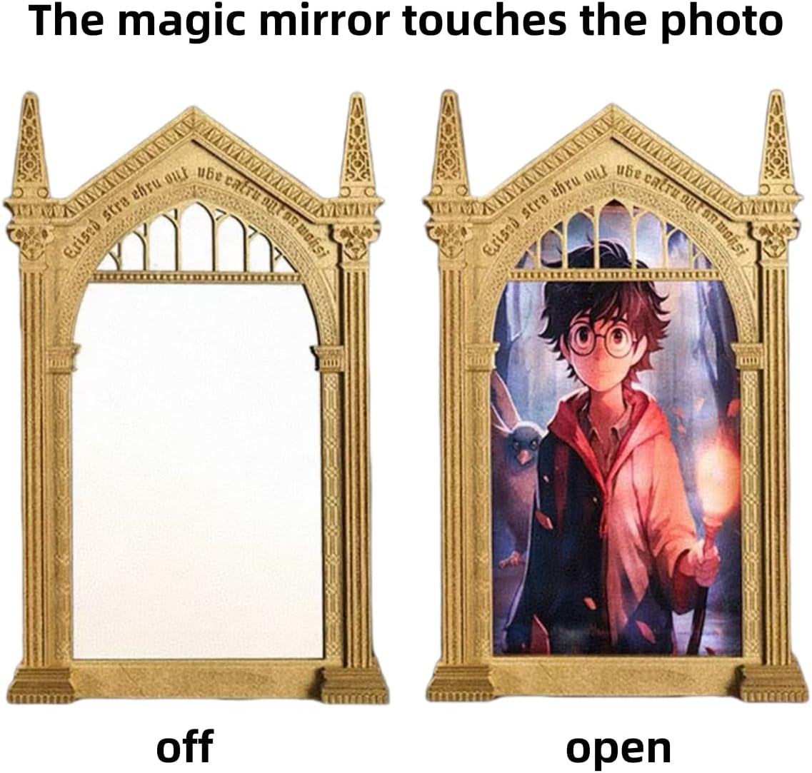 Magic Mirror，The Mirror Turns on The Light into a Photograph，Photos can be Replaced by Yourself， Room Decor，Special Decoration，Surprise Gifts for Family and Loved Ones
