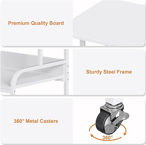 Miniatura 6 de EasyCom Soporte para impresora, mesa de impresora grande de 3 niveles con ruedas, carrito de almacenamiento para impresora industrial, carrito de