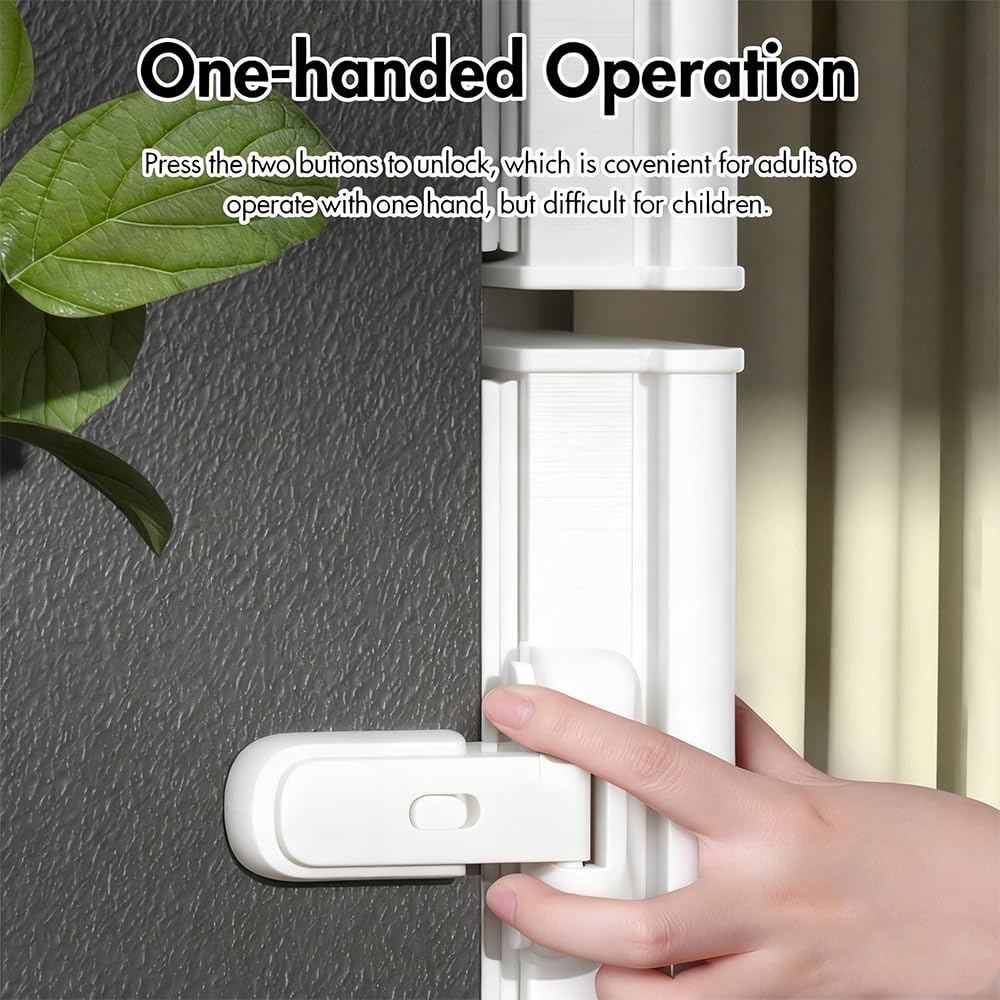 Crozgan Refrigerator Fridge Freezer Door Lock for Kids,Child Proof Refrigerator Door Locks for Toddlers and Kids no Tools Need or Drill and Easy Installation,Safety Refrigerator Lock(White) - Image 4