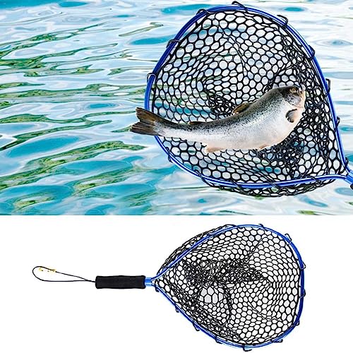 Pesca Neta de Pesca con Mosca Troucha de Aterrizaje Neto Neta Neta Neta de Aterrizaje de Carpas Pesca Nets de Aluminio de Aluminio Dip de Goma de Aluminio Neta Azul Azulado