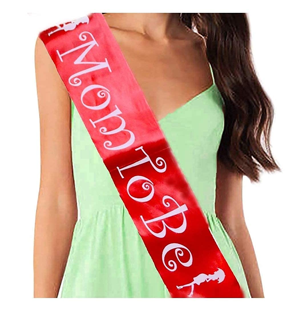 Kalindi Collections Mom to Be Satin Sash for Baby Shower/ Sash for Would be Mommy (Red)
