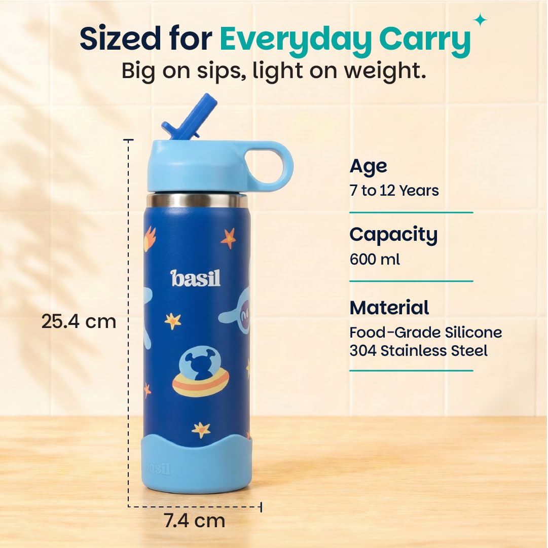 Basil HydraPop Water Bottle - Insulated Stainless Steel -6