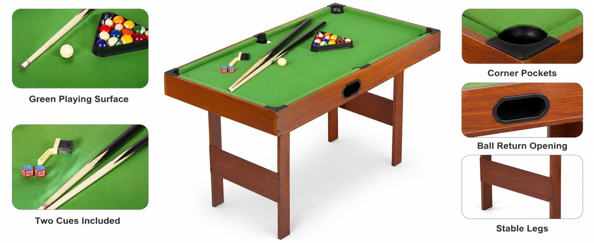 Spieltisch für Zuhause, Freizeittisch, Tischspiel, Tischkicker, Kickertisch, Tischfußball, Billardtisch, Poolbillard Multigame Tisch mit Zubehör für Hobbyraum und Spielzimmer