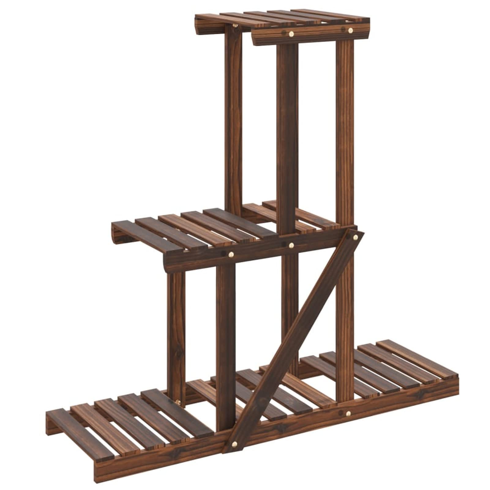 LAPOOH Blumenständer, Pflanzentreppe Outdoor, Blumentreppe Draußen, Pflanzenregal, Pflanzenständer, Balkon Möbel, Blumenregal, 81x25x75,5 cm Massivholz Tanne