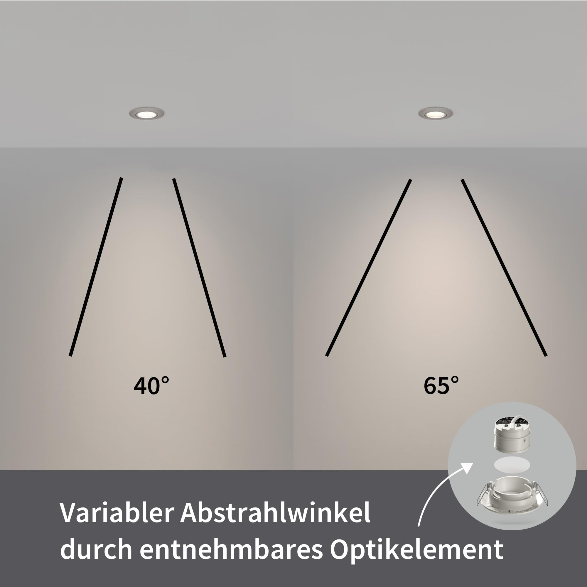 Scandinavian home Juego de 3 focos de techo LED 230V 5,8W blanco cálido con intensidad variable WarmDim 68mm - 75mm I Baño IP44 I CRI 90 500lm 3000K I Diseño En acero inoxidable