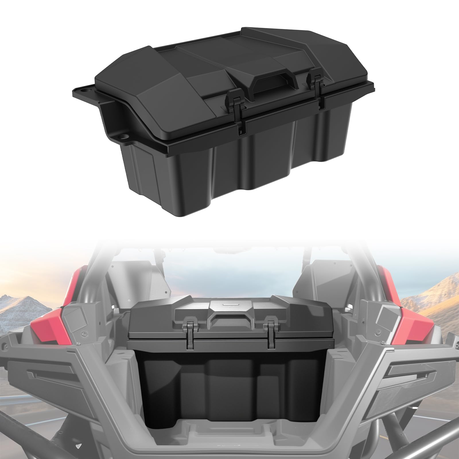 XUTVOTOR 60 QT Cargo Box for Polaris RZR PRO R 2022-2025, Black Poly Water Resistant Forward Cargo Storage Bin for Polaris RZR PRO R / R4 2022 2023 2024 2025 Accessories, Replacement OEM # 2884235