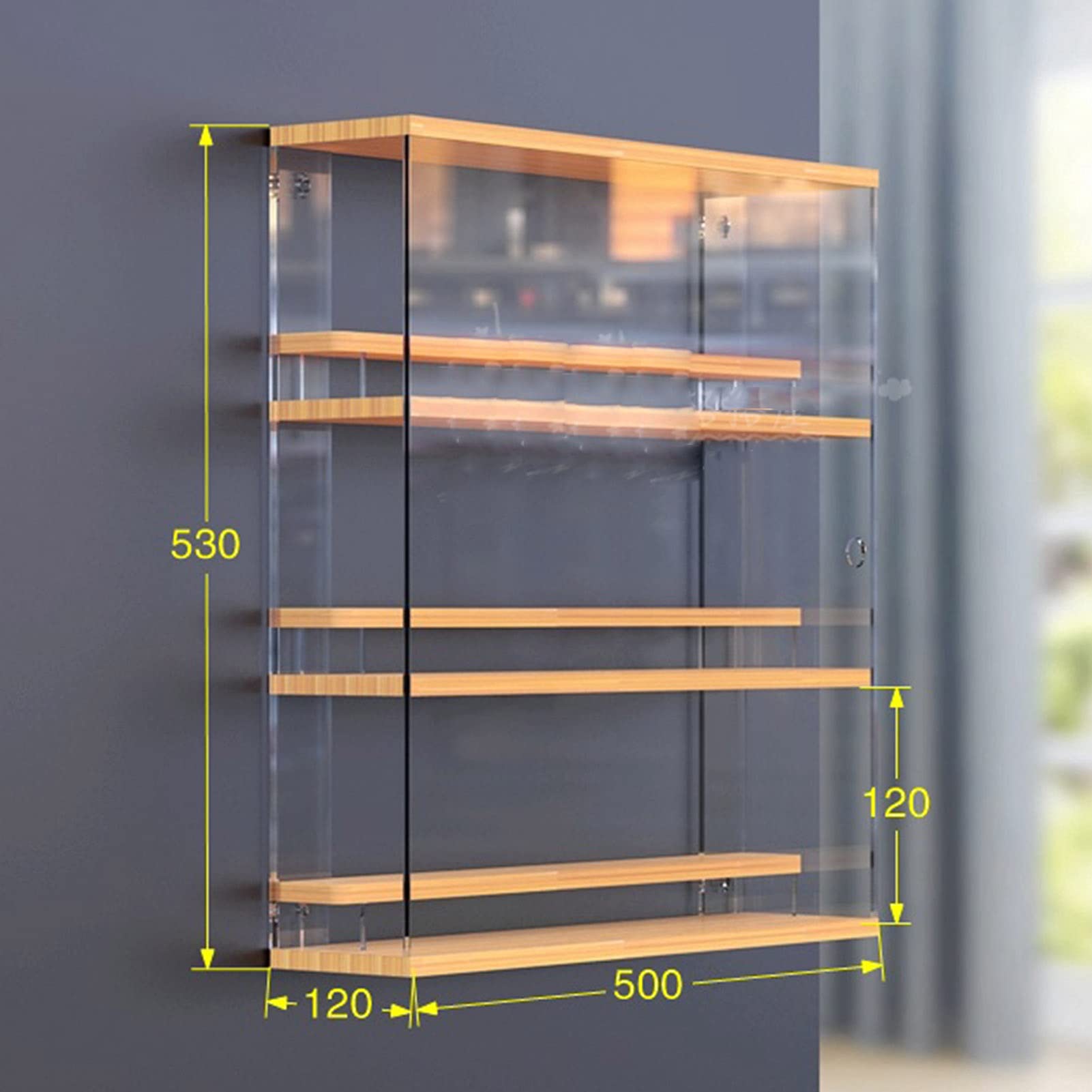WIGING Acryl Vitrine Schaukasten, Riser Collectibles Staubdichtes Organizer-Etui, Abnehmbare Holzschutzbox für Puppen-Minifiguren, 4 Größen (Color : Clear, Size : 500x120x530mm)