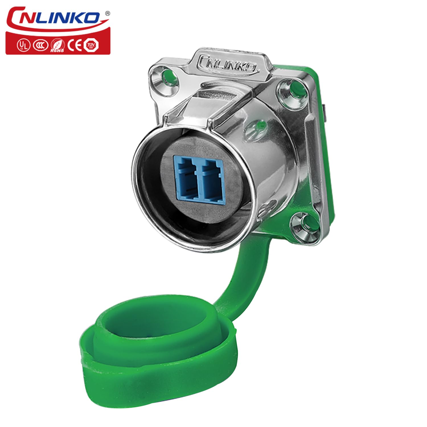 CNLINKO LP-24 Fibre Optique Connecteur, LC Singlemode Dual Core Outdoor Sunlight Resistant Fibre Optic Connector, Panel Mount Receptacle IP68 Airline Plug Waterproof Connector M24 (Fibre Optic Kit)