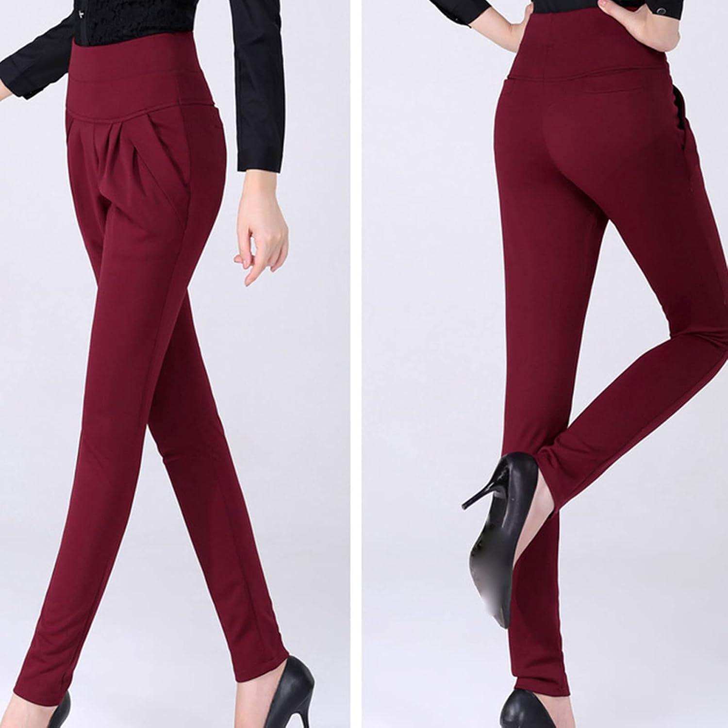 DGHM-JLMY Women's High Waist Slim Suit Pencil Pants Casual Stretch Trousers Solid Pants Elegant Elastic Waist Skinny Pants