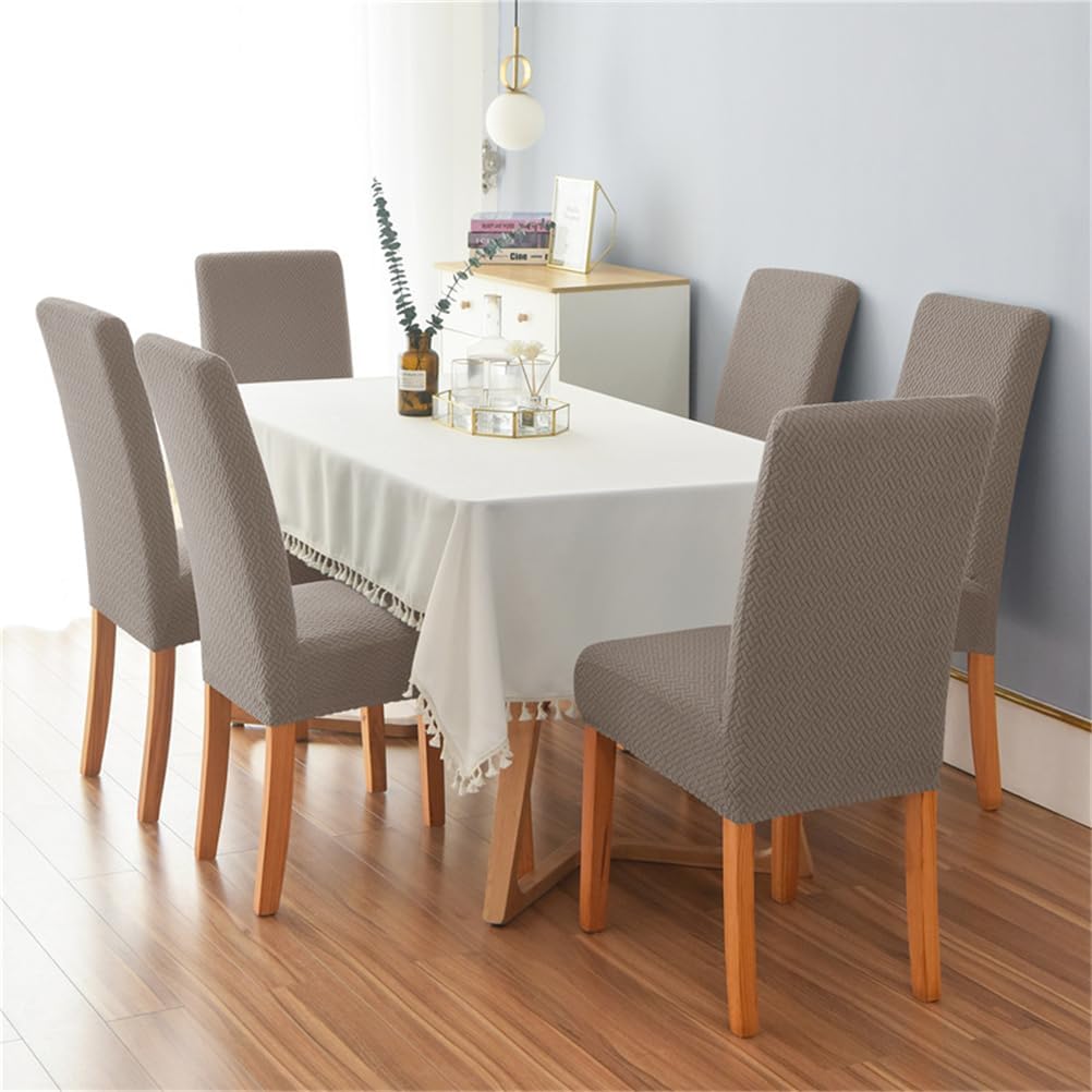 Dining Chair Slipcover Stretch Chair Covers High Back Parsons Chairs Furniture Protector for Dining Room, Restaurant, Kitchen, Party,Khaki,6PCS