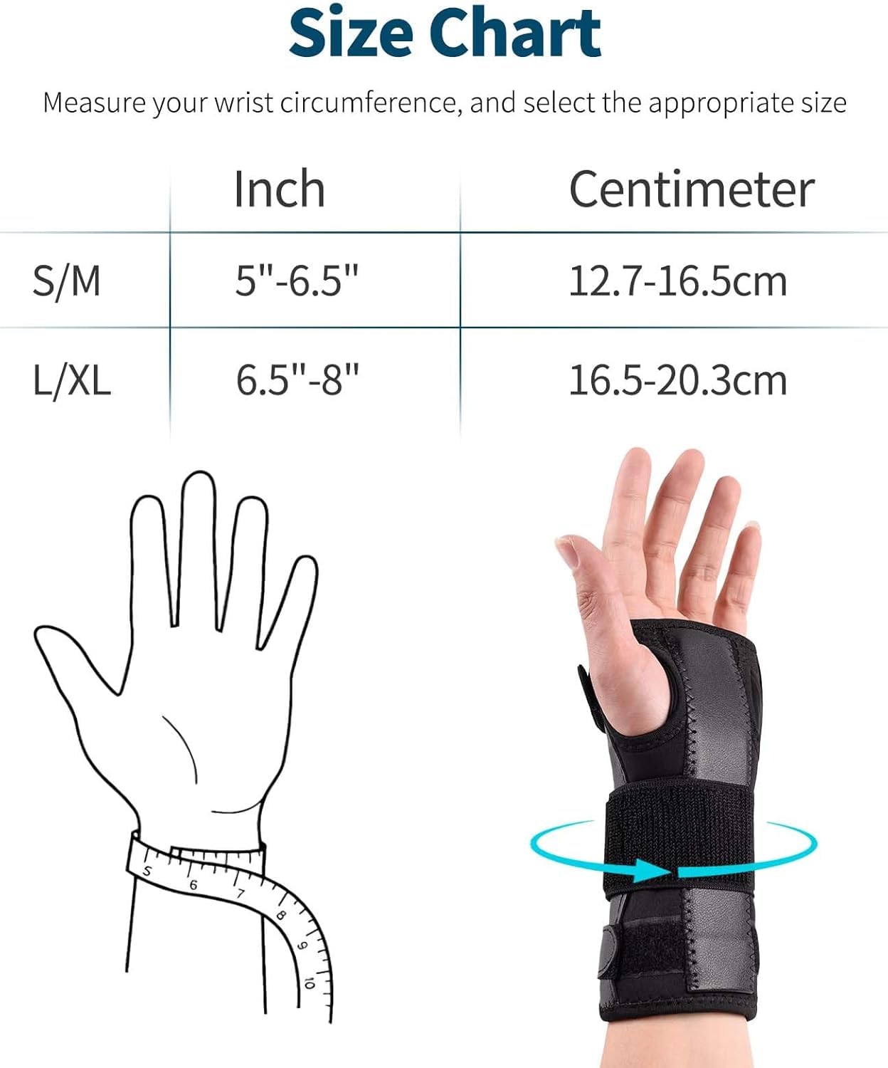 Férula de muñeca para síndrome de túnel de carpal, muñequera de compresión ajustable para mano derecha e izquierda, alivio del dolor para artritis, tendinitis, esguinces