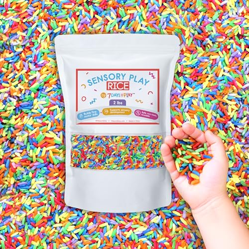 Rainbow Sensory Play Rice for Kids 2 lbs Colorful Sensory Bin Filler for Scooping Pouring Sorting & Creative Play Perfect for Sensory Bins and Tables Fine Motor Play Ages 3+