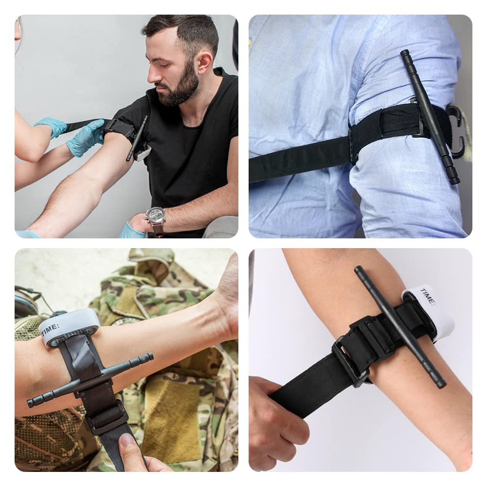 2 PCS Pansement israélien de 6" + 2 PCS Garrot Tourniquet, Tactical Tourniquets Pansement Israelien pour Plaies Médicales Survie Materiel Militaire, Familiale Fournitures D'Urgence Extérieures