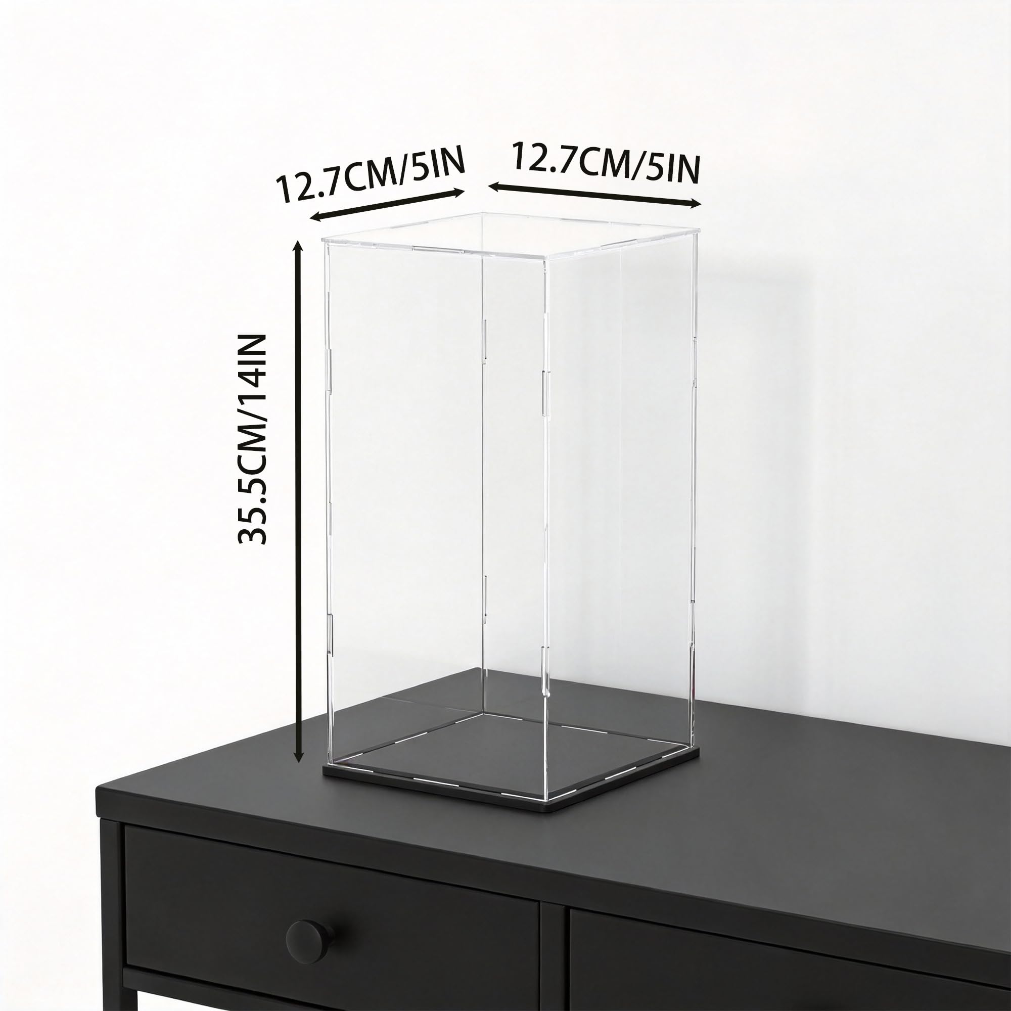 CANCLEAR Acrylic Display Case for Collectibles and Toys, Versatile Clear Acrylic Display Box with Black Base for DIY Dollhouse and Tiny House, 8x6x7-inch 1