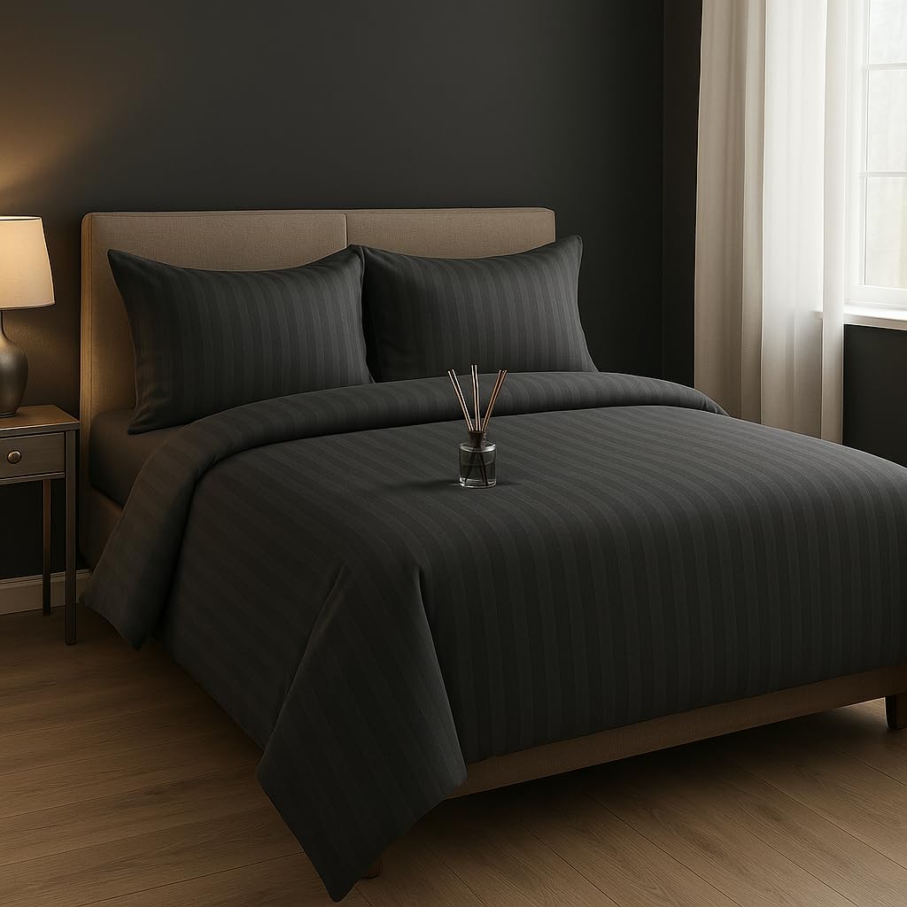 4 Pcs Single bed Sheets Set With Duvet Cover Set 160x220 cm Microfiber Bed Sheets Bedding Set Includes 1 Fitted Sheet,1 Quilt Cover & 2 Pillows Cases (Ash Grey, 4 PCs Duvet Cover Set - Single)