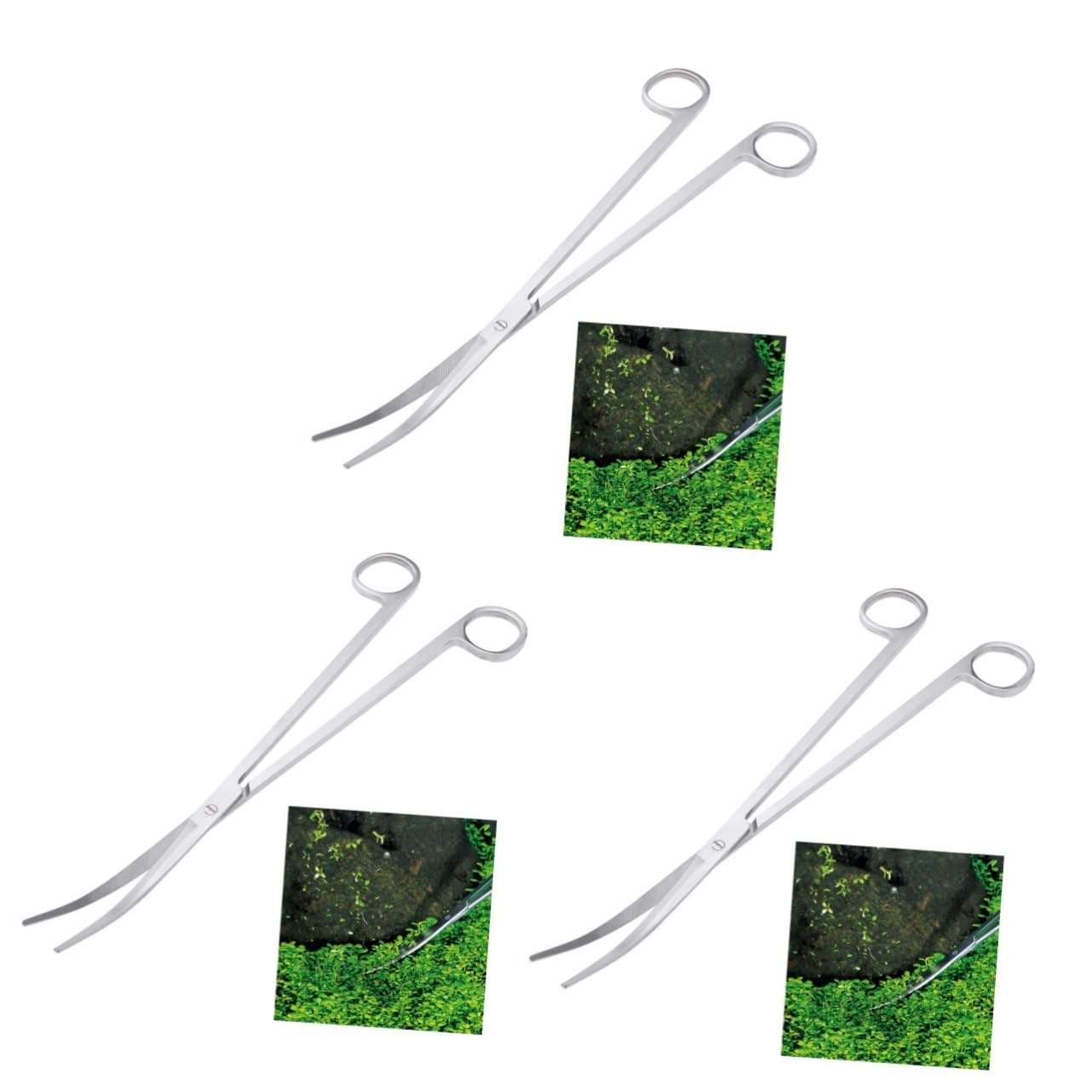 Kisangel 3stücke Edelstahl Gebogene Schere Für Aquarienpflanzen Präzise Pflanzenschneider Mit Ergonomischem Design Für Aquascaping Und Pflege Von Wasserpflanzen